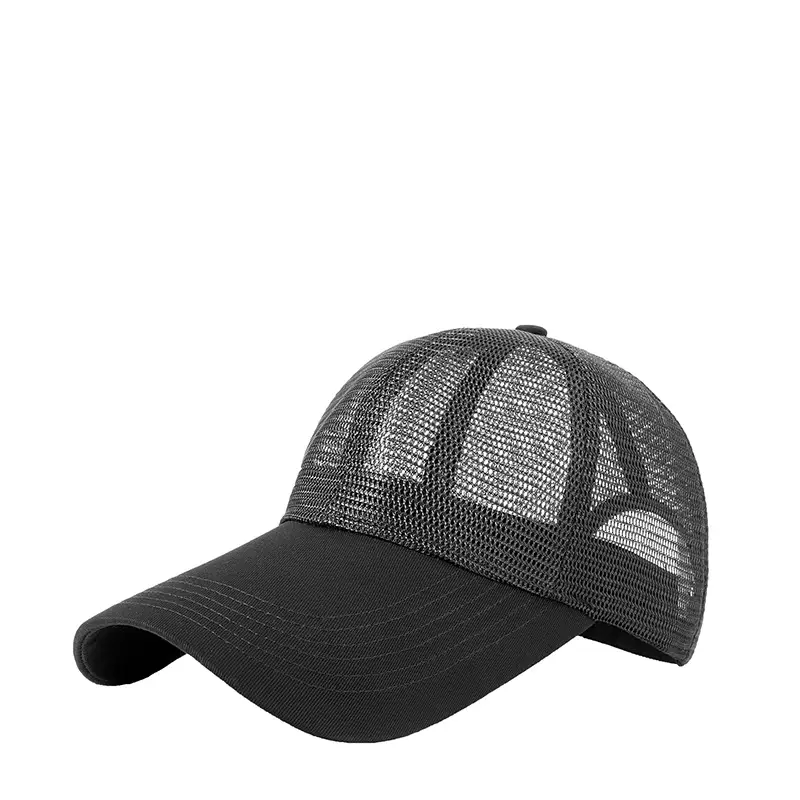 Men's Black Mesh Trucker Cap 11cm Brim Outdoor Sunshade - Image 7