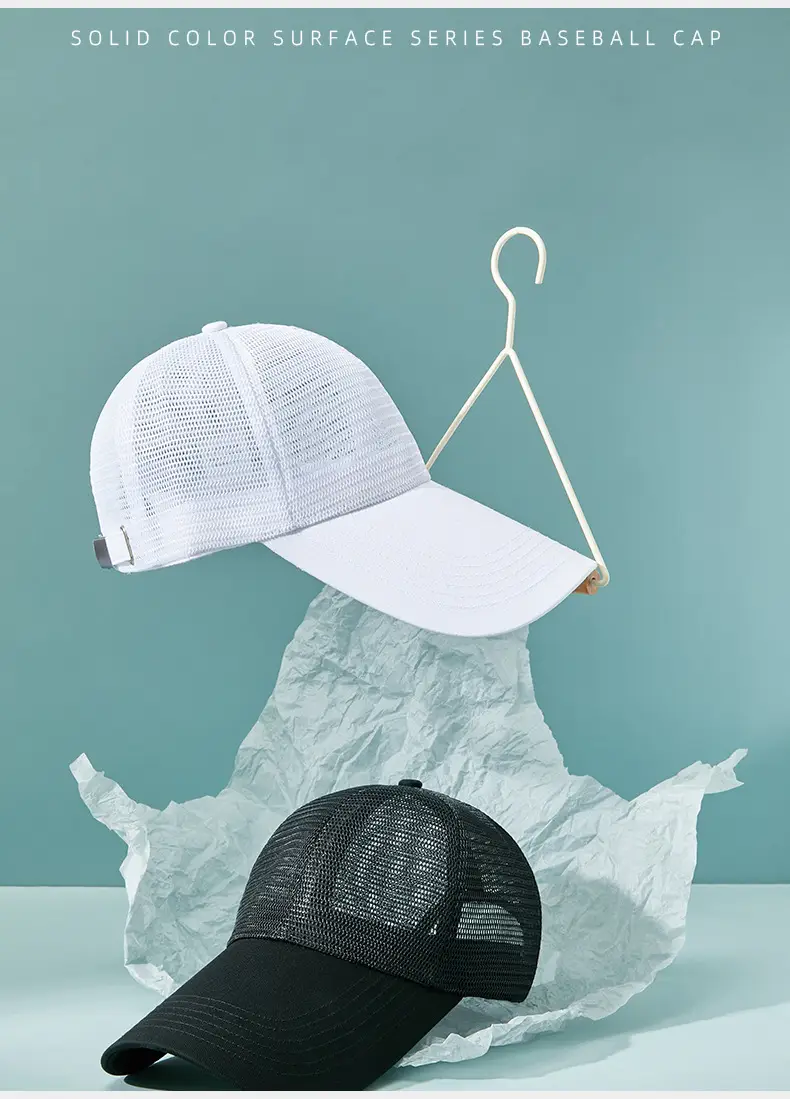 Men's Black Mesh Trucker Cap 11cm Brim Outdoor Sunshade — feature 20