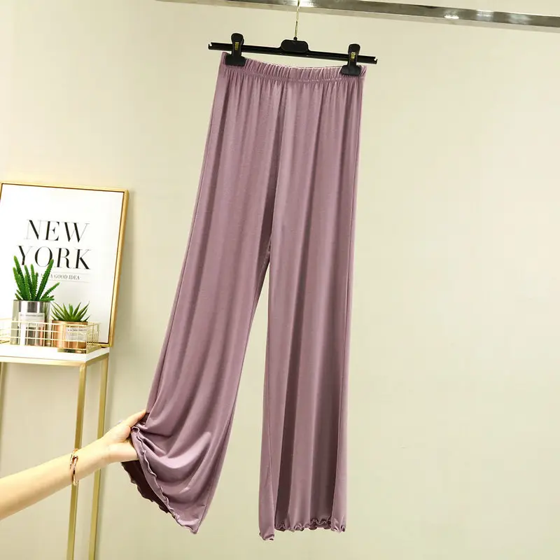 Women's Wide-leg Flared Pants Modal Cotton Teal - Image 11