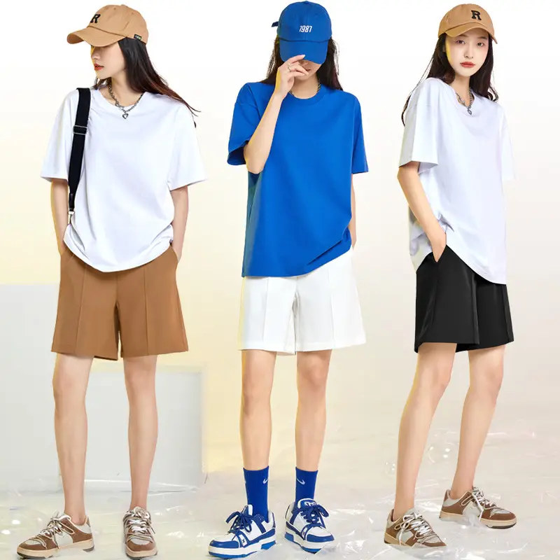 Women Summer Loose Slimming Sports Shorts White Suit
