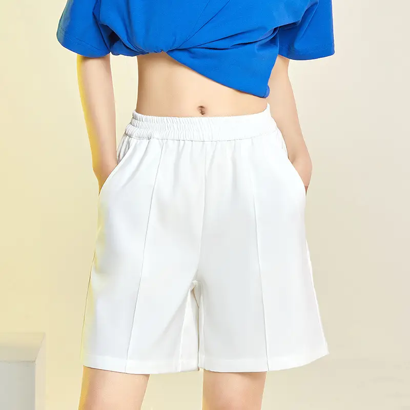 Women Summer Loose Slimming Sports Shorts White Suit