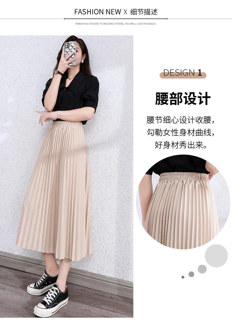 Black Pleated Skirt High Waist Women Summer 2025 — feature 3