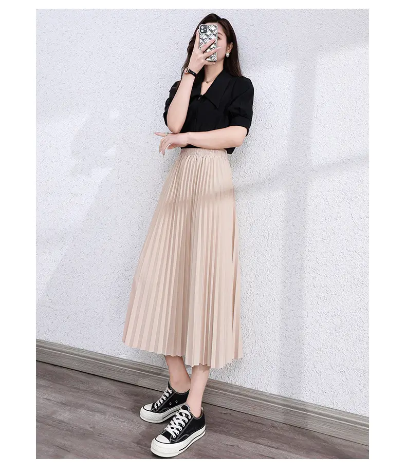 Black Pleated Skirt High Waist Women Summer 2025 — feature 9