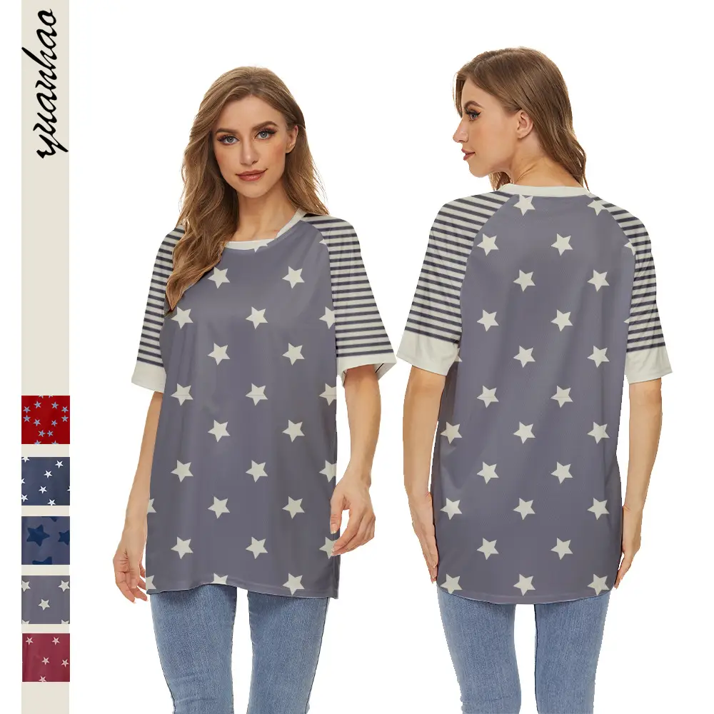2022 Red White Striped T-Shirt for Women - Image 8