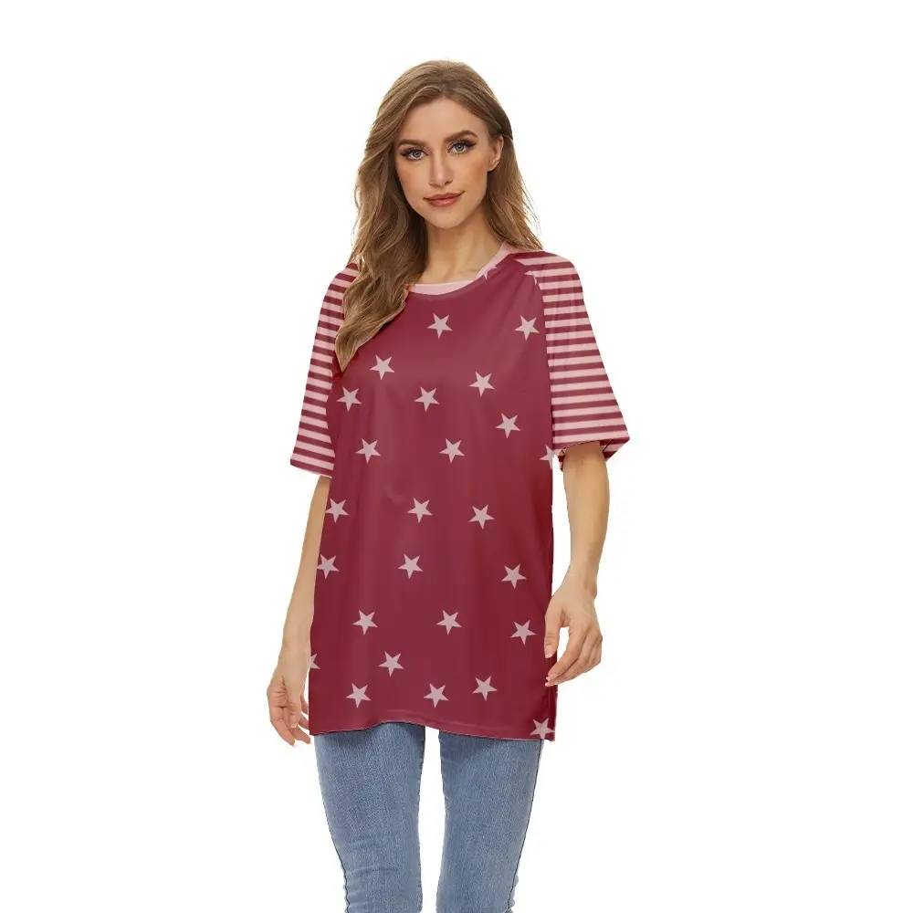 2022 Red White Striped T-Shirt for Women - Image 11