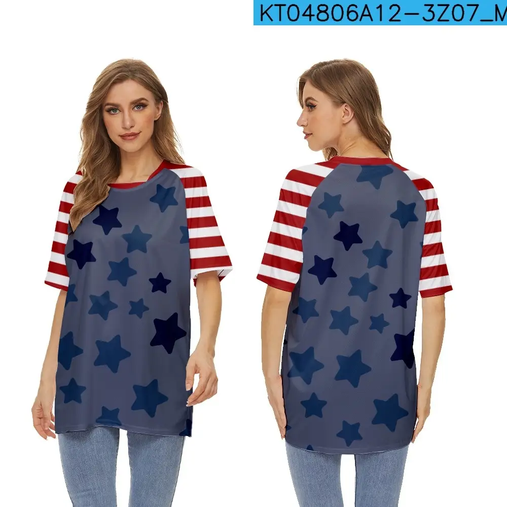 2022 Red White Striped T-Shirt for Women - Image 2