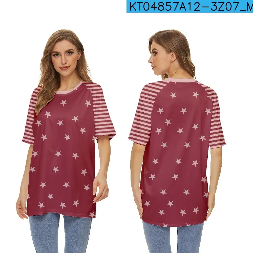 2022 Red White Striped T-Shirt for Women - Image 3
