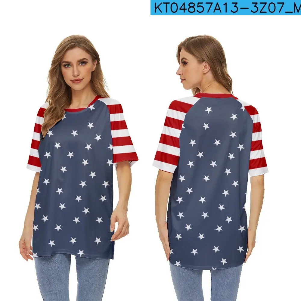 2022 Red White Striped T-Shirt for Women - Image 4