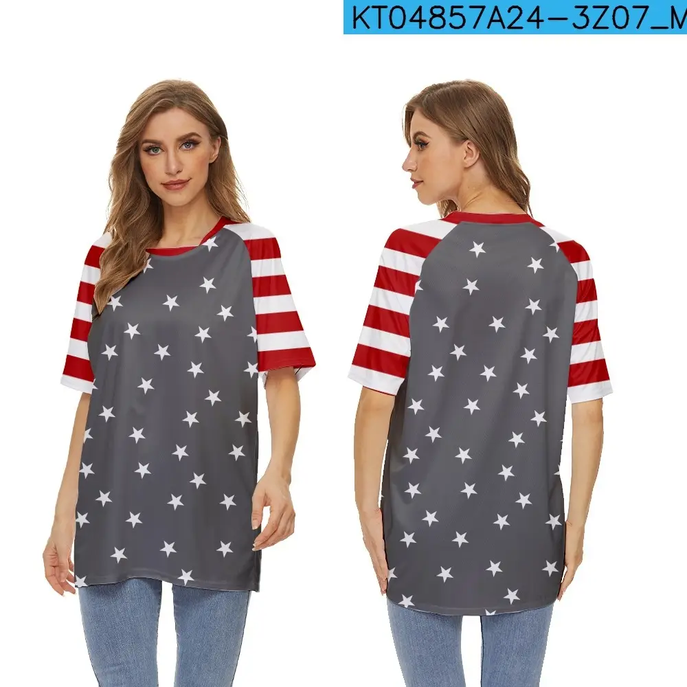 2022 Red White Striped T-Shirt for Women - Image 5