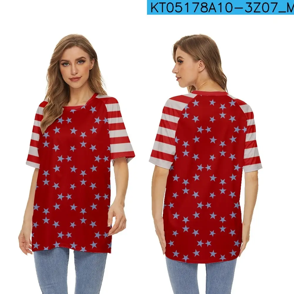 2022 Red White Striped T-Shirt for Women - Image 7