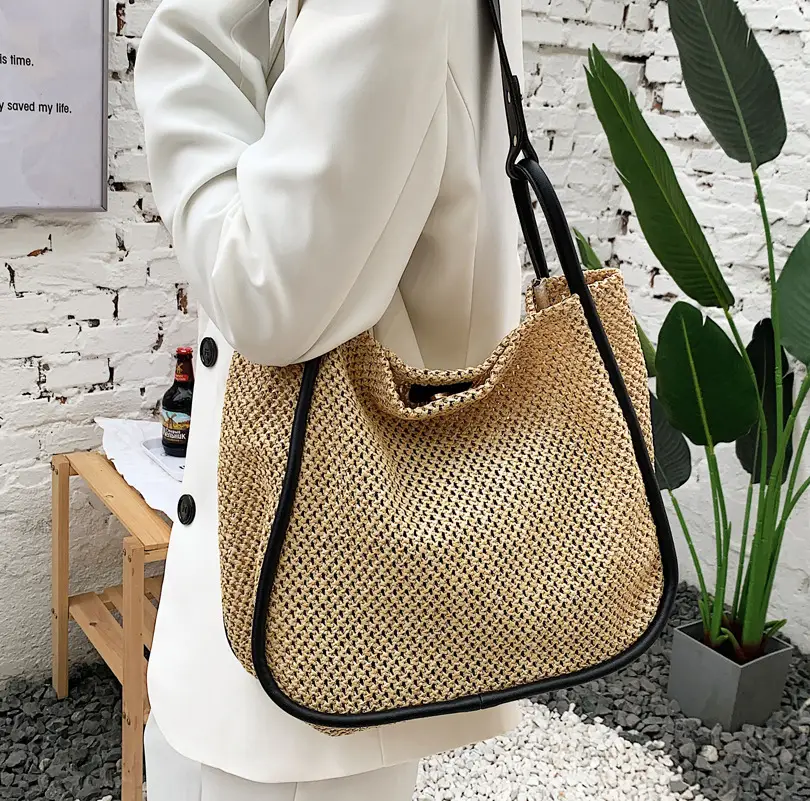 Women's Large Straw Woven Shoulder Bag 2022 - Image 6