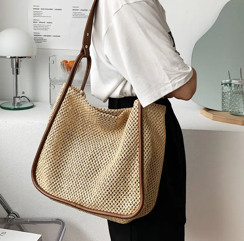 Women's Large Straw Woven Shoulder Bag 2022 - Image 7