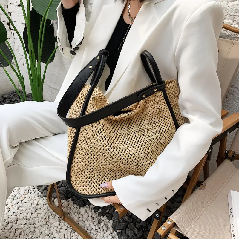 Women's Large Straw Woven Shoulder Bag 2022 - Image 4