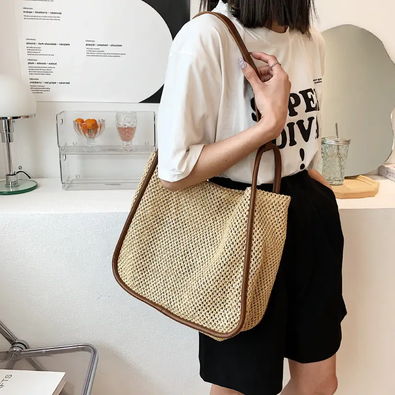 Women's Large Straw Woven Shoulder Bag 2022 - Image 5
