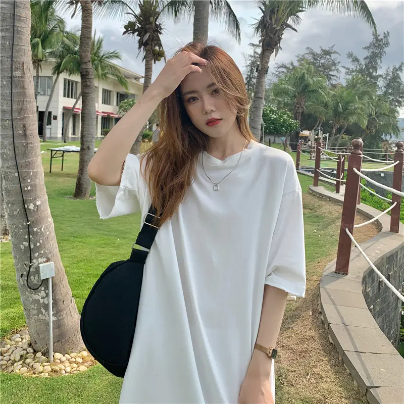 2022 Summer Cotton Shoulder Bag Dress Women Loose Collar T-Shirt — feature 9