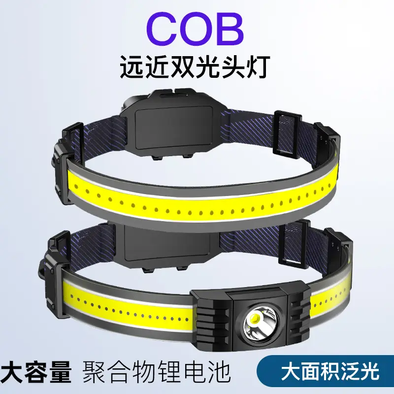 Rechargeable Head-mounted Flashlight with Yellow Band