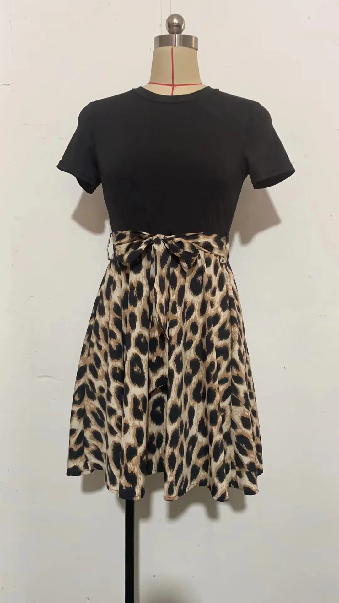 Women Leopard Print Skirt Set with Bow Dress — feature 15