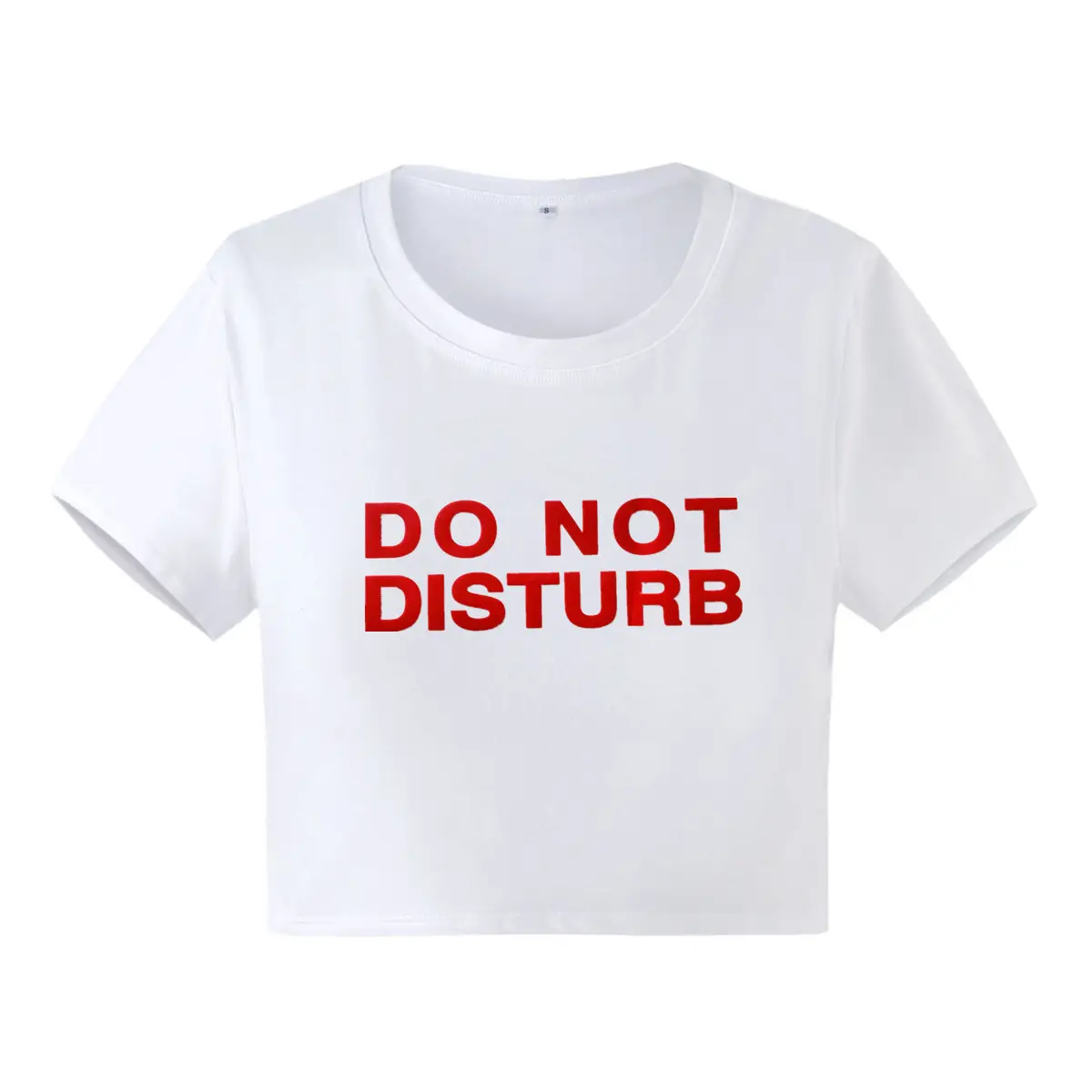 Women Summer T-Shirt White Red Print Round Neck