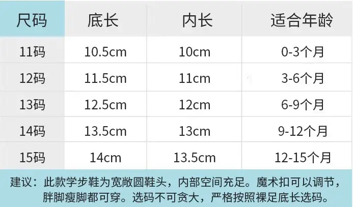 尺码表