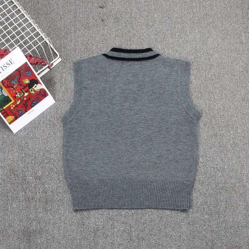 Grey Japanese Knitted Vest Uniform - Image 3