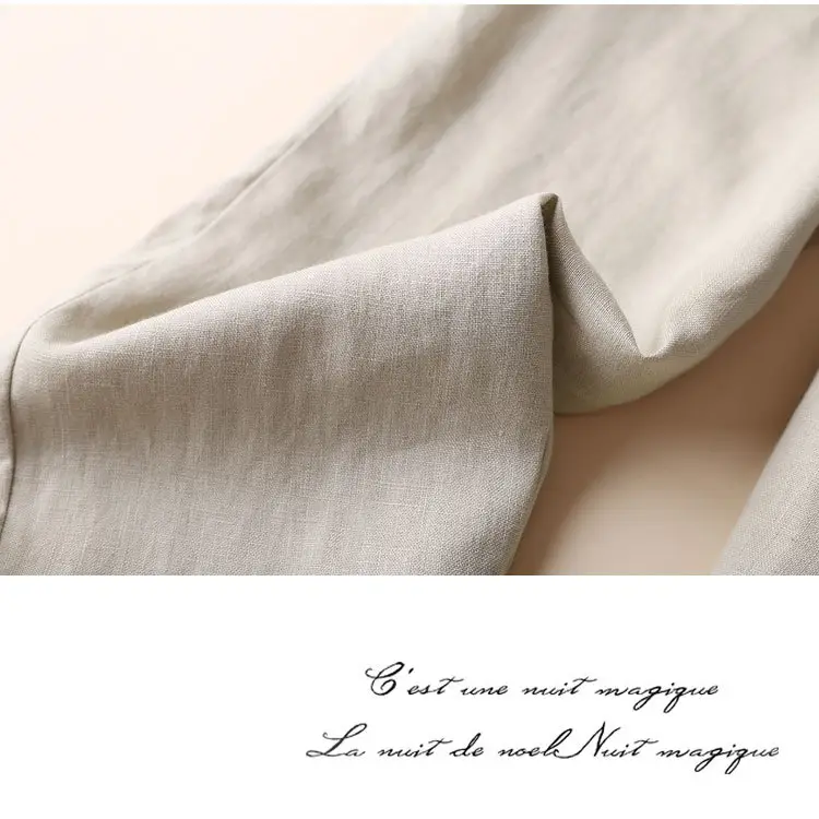 Women Linen Casual Pants Large Beige — feature 13