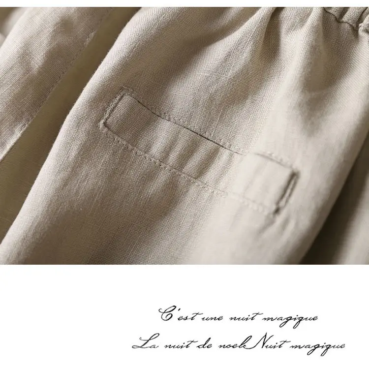 Women Linen Casual Pants Large Beige — feature 17
