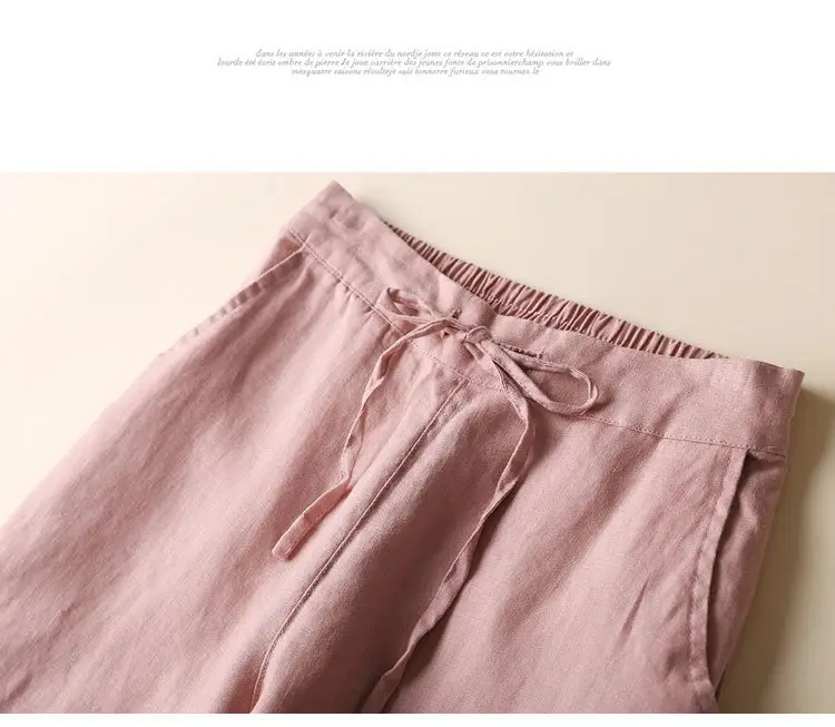 Women Linen Casual Pants Large Beige — feature 19