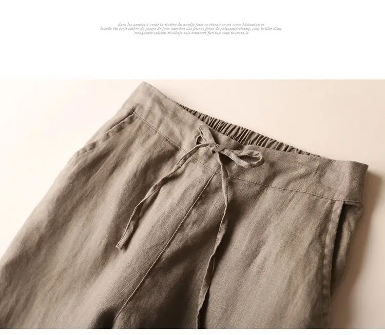 Women Linen Casual Pants Large Beige — feature 37