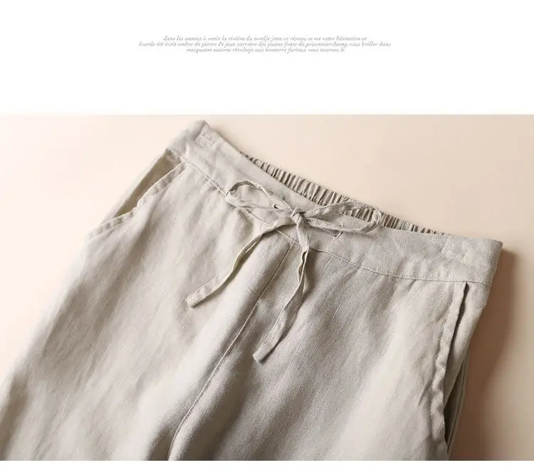 Women Linen Casual Pants Large Beige — feature 8