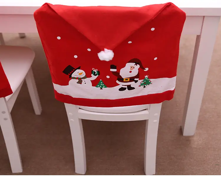 Christmas Santa Hat Chair Covers Red Non-Woven Fabric — feature 6