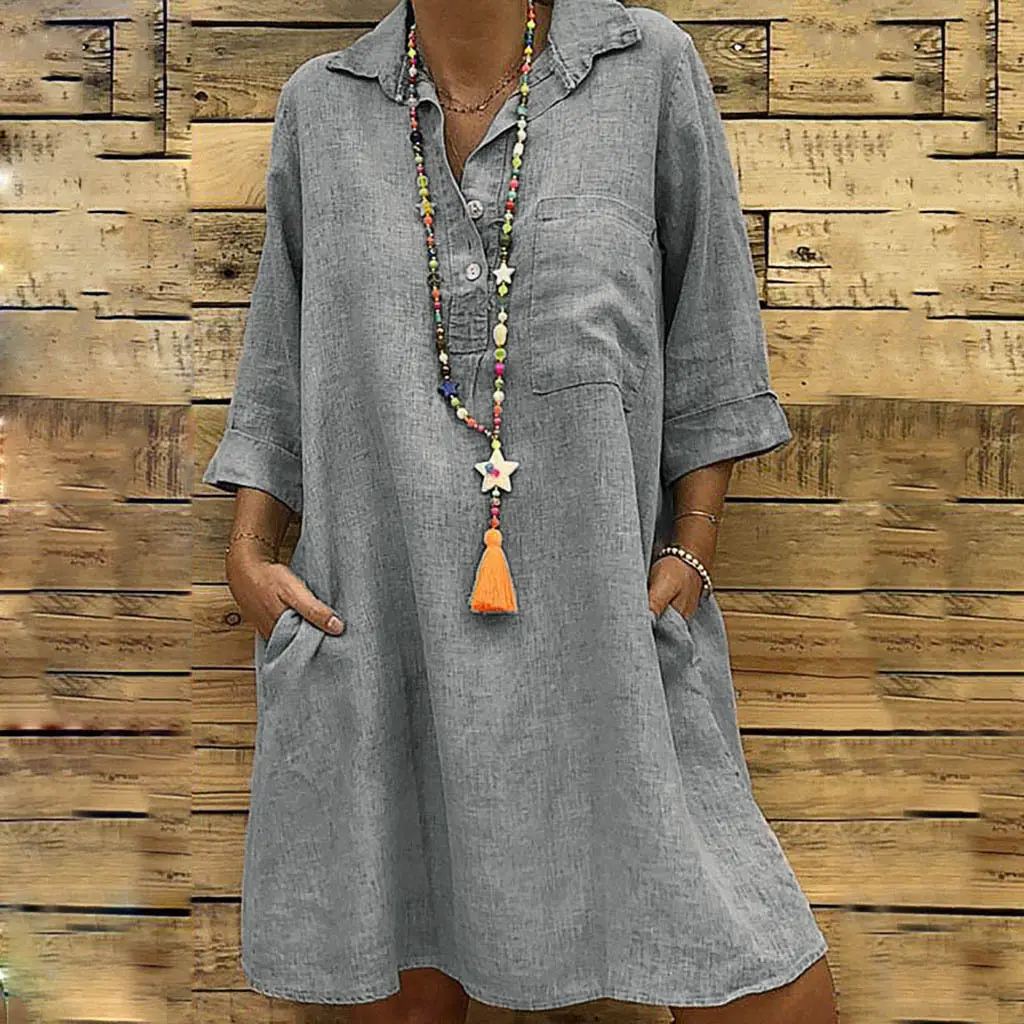2024 Grey 3/4 Sleeve Collar Shirt Large - Image 8