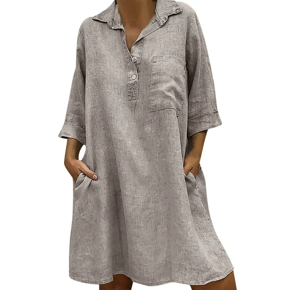 2024 Grey 3/4 Sleeve Collar Shirt Large — feature 26