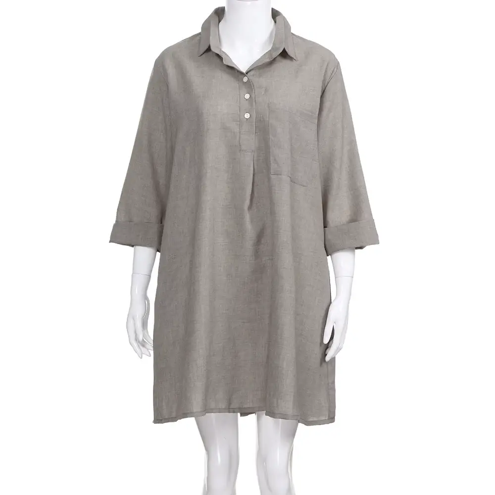 2024 Grey 3/4 Sleeve Collar Shirt Large — feature 29