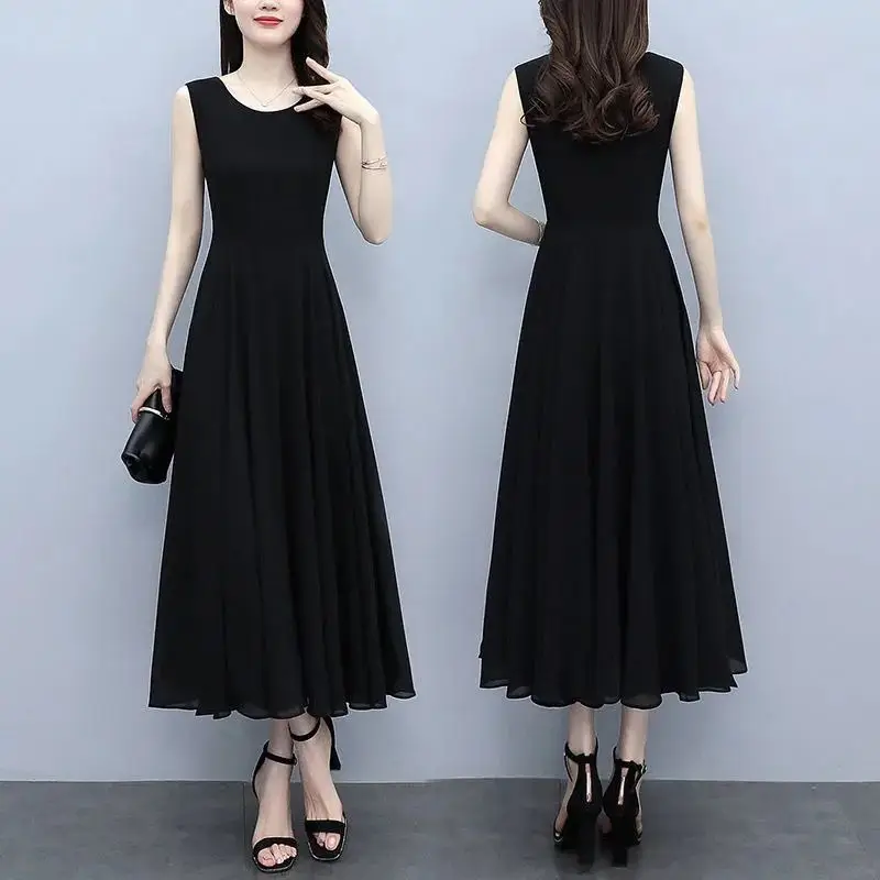 Black Sleeveless French Style Dress for Women - Image 2