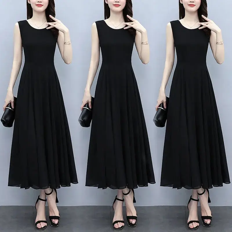 Black Sleeveless French Style Dress for Women - Image 5