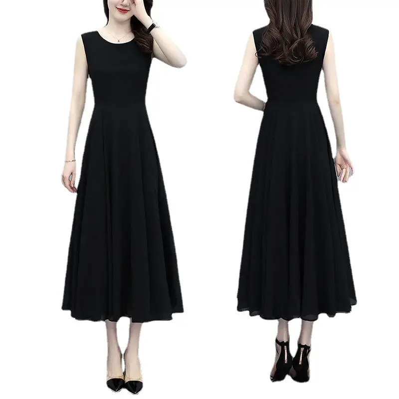Black Sleeveless French Style Dress for Women - Image 6