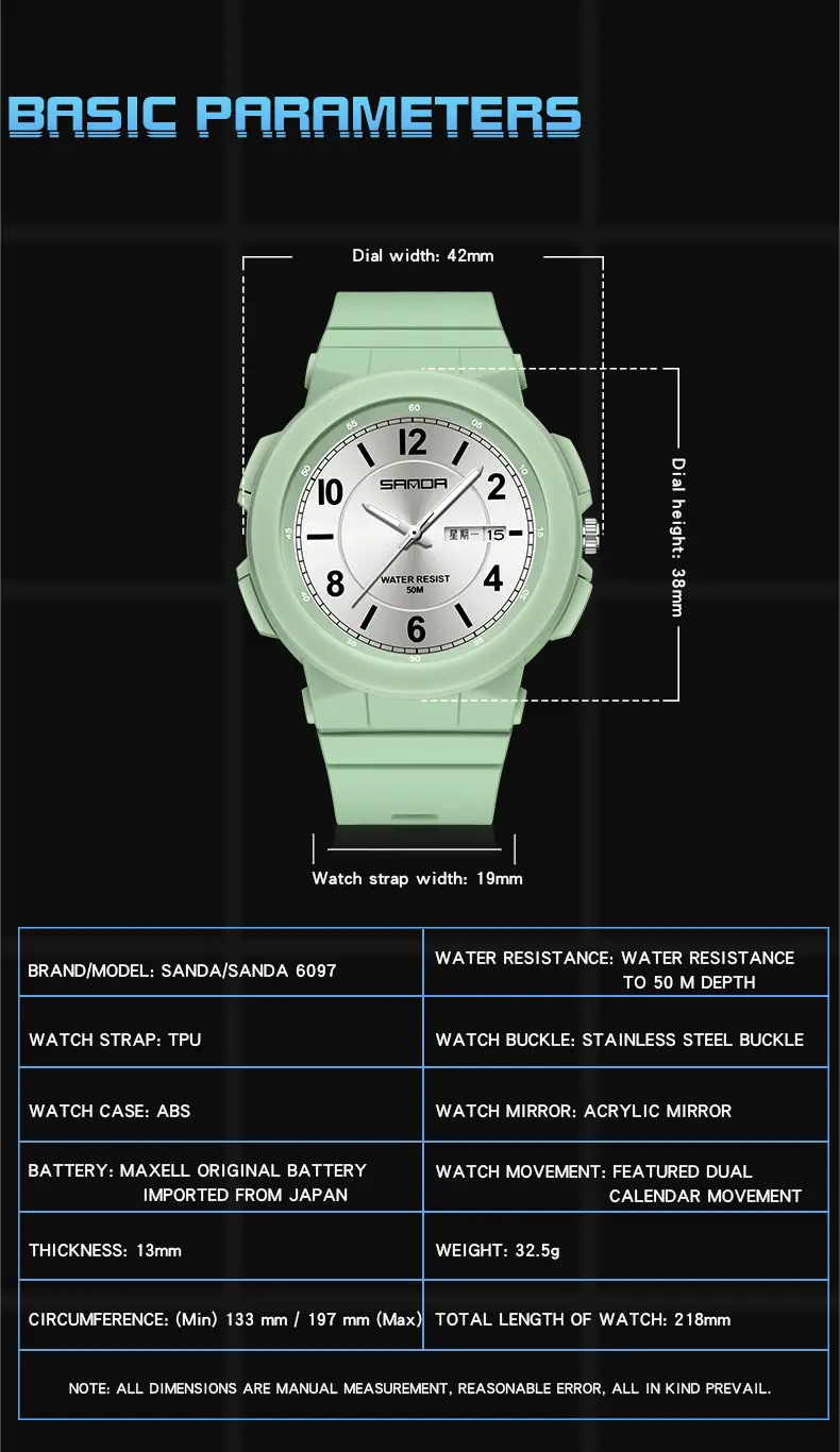 Sanda Luminous Cross-Border Watch for Kids Waterproof Dual Calendar — feature 23