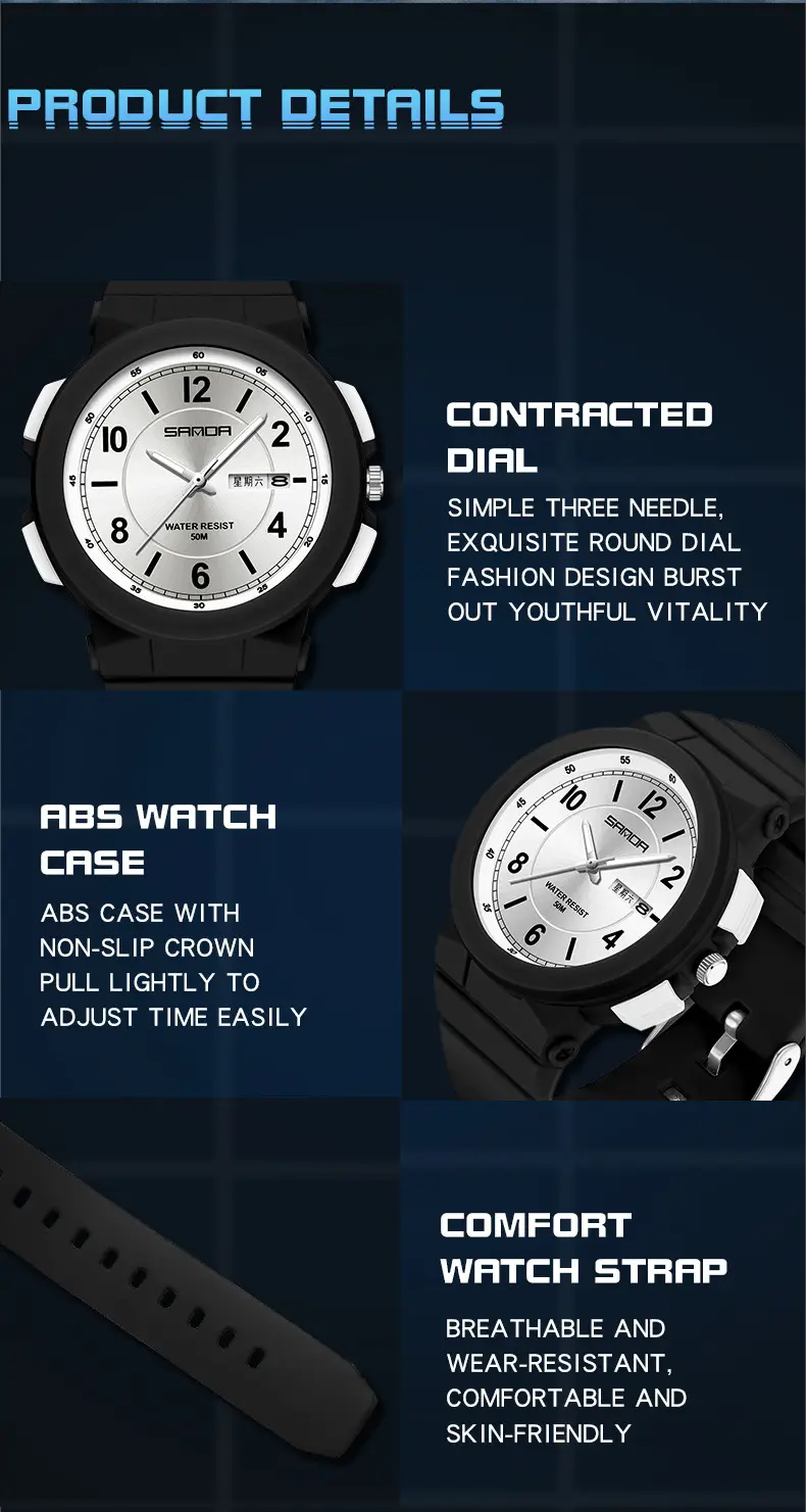 Sanda Luminous Cross-Border Watch for Kids Waterproof Dual Calendar — feature 47