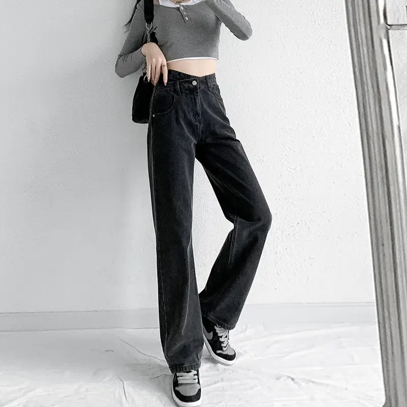 Wide Leg Slimming Jeans Women High Waist Casual - Image 3