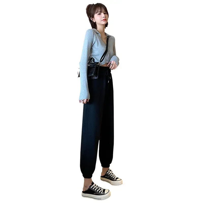 Women's Loose Leg Sweatpants Grey Black All Color - Image 6