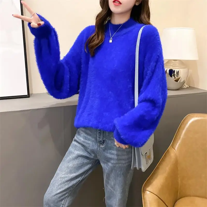 2025 Winter Mink Velvet Half Turtleneck Sweater Women - Image 10