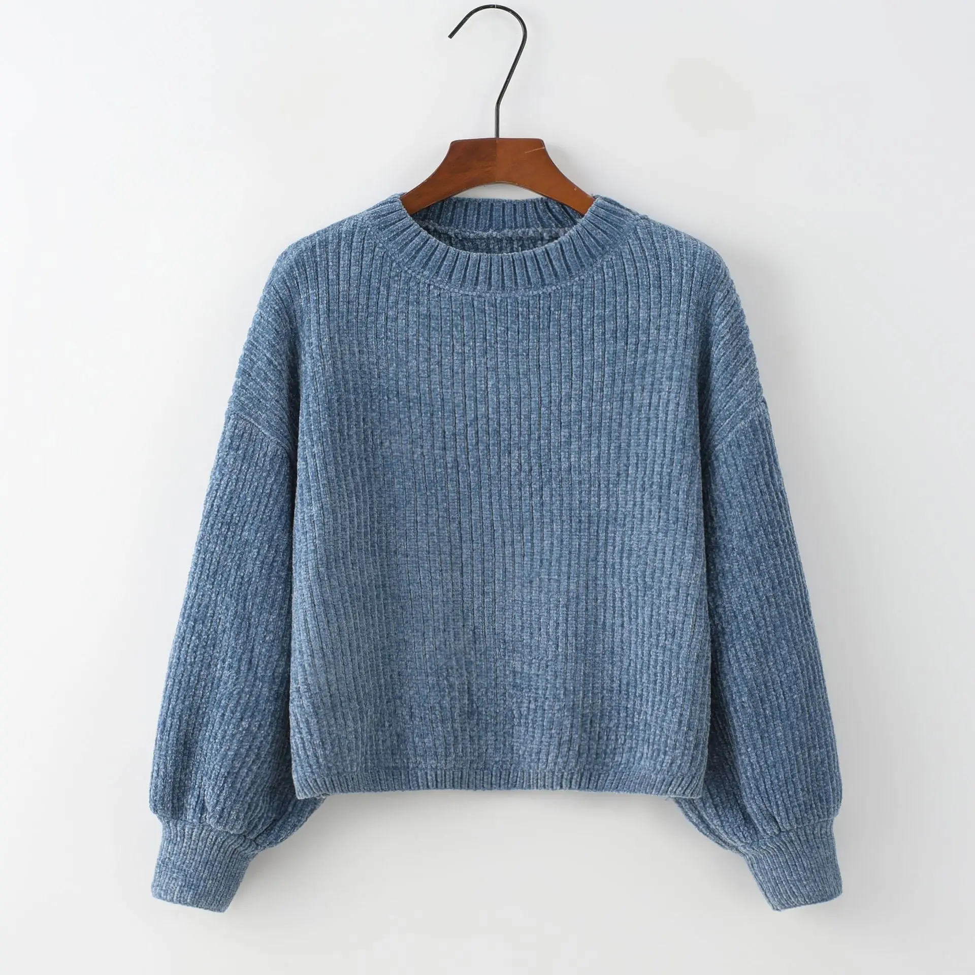 Purple Chenille Loose Lantern Sweater 2022