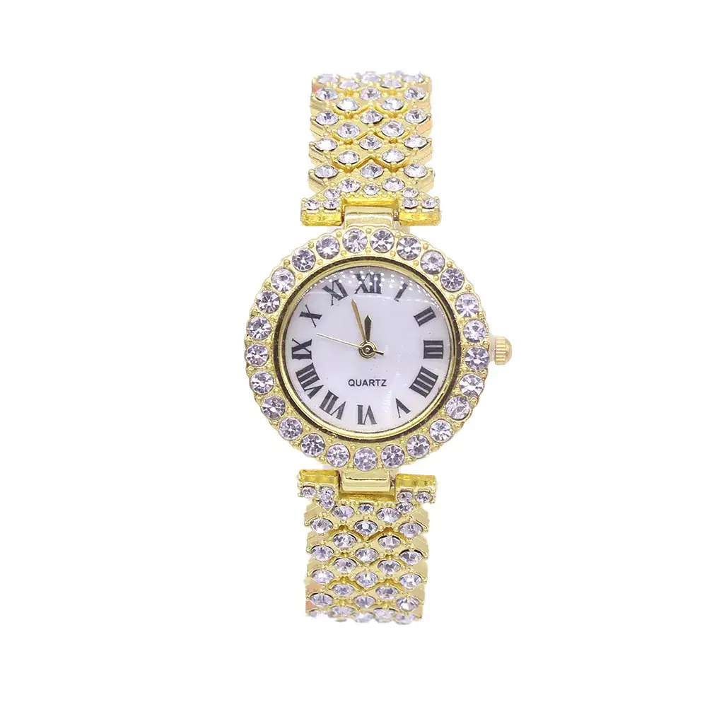 Gold Diamond Wristwatch Set for Women 3PCs - Image 3