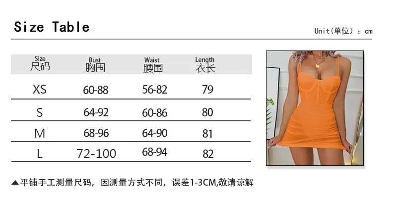 Orange Mesh Pleated Dress for Women — feature 16