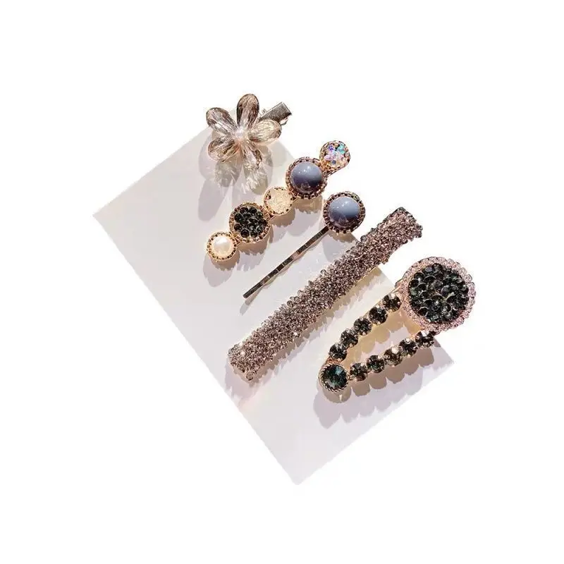 Pearl Hairpin Set for Women with Blue Flowers & Glitter Accents - Image 23