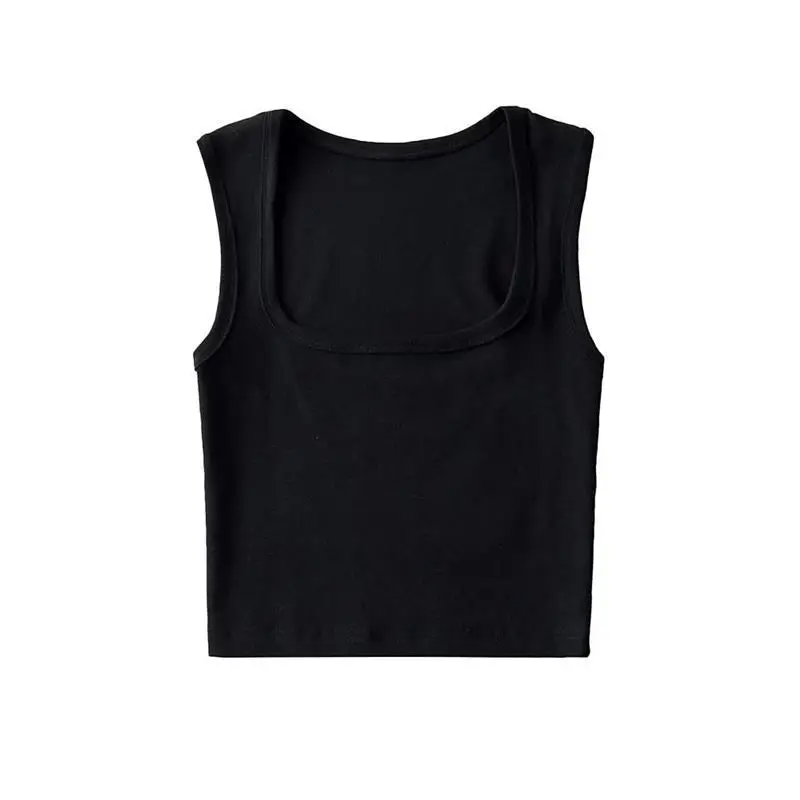 Women's Red Sleeveless Vest with Deep Square Collar - Image 3