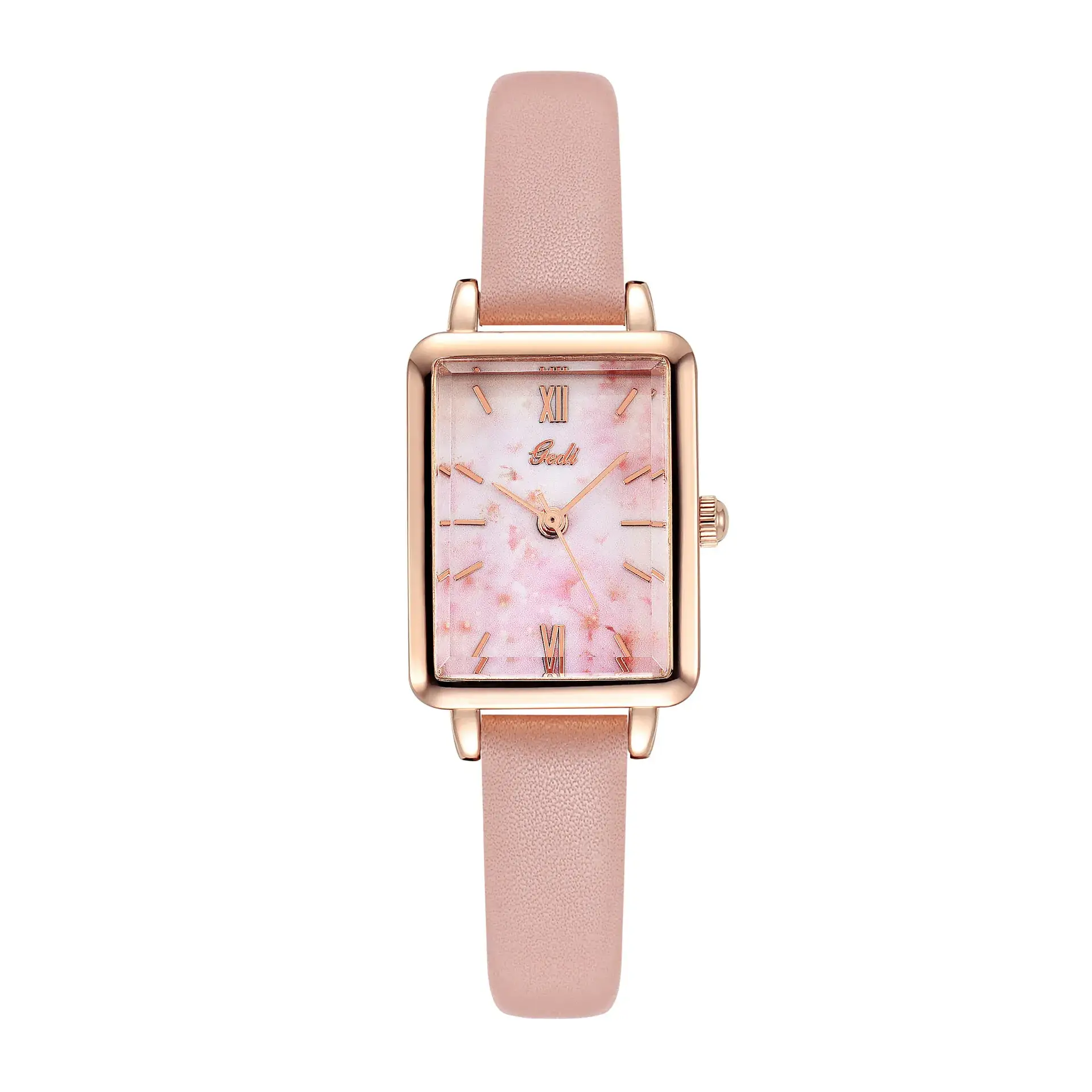 Gold Square Watch for Women with Rose Gold Frame