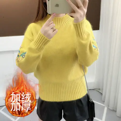 Women Embroidered Knit Half Turtleneck Sweater - Image 21