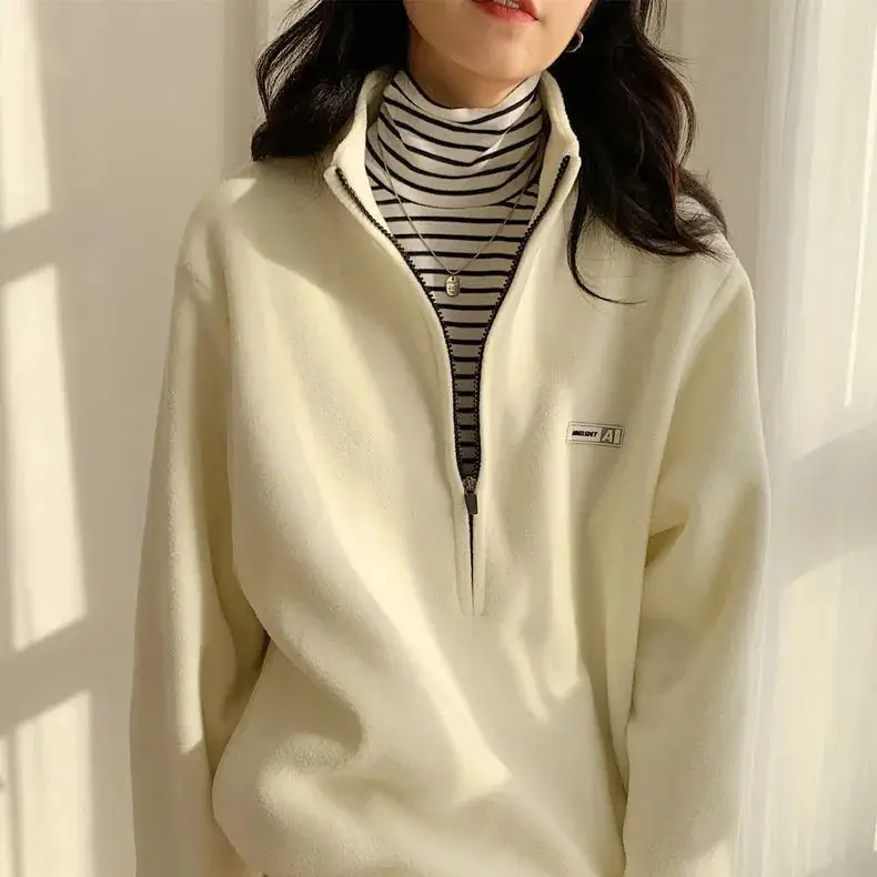 Women Black Velvet Quarter Zip Jacket Spring 2025