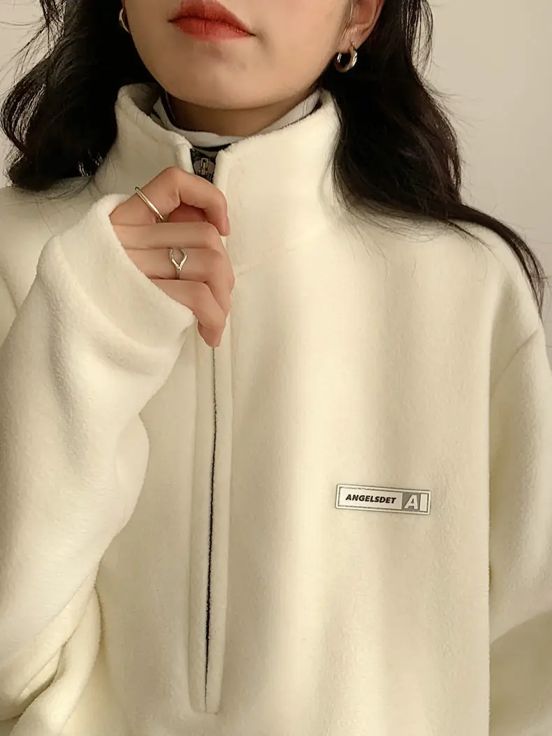 Women Black Velvet Quarter Zip Jacket Spring 2025 — feature 11